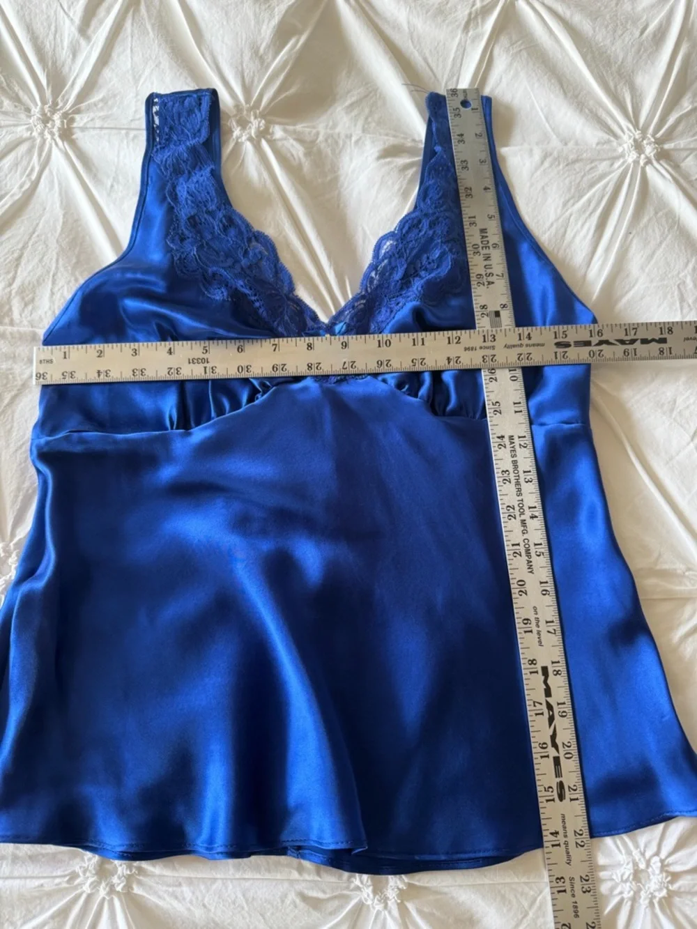 Unmentionables 100% Silk Blue Lace Trim Pajama Set Size M Vintage - Picture 13 of 14